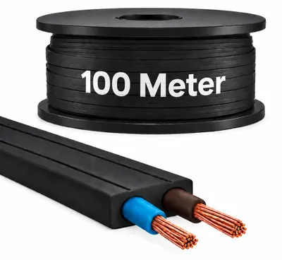 Produktbild von 100m Illu-Flachbandkabel H05RNH2-F 2x1,5mm² Schwarz