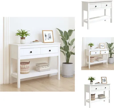 Obrázek produktu pro vidaXL Konzolový stolek bílý 100x35x75 cm z masivního borovicového dřeva - Odkládací stolky