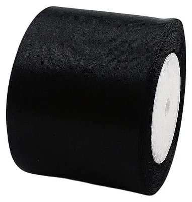 Productafbeelding van Satijnband - 75 mm breed - 23 meter lang - Zwart