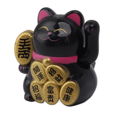 Imagen del producto de Gato de la suerte solar, 5,1 cm, pequeño y adorable gato solar que saluda, amuleto de la buena suerte, símbolo de prosperidad, gato de bienvenida para el hogar, decoración para el coche