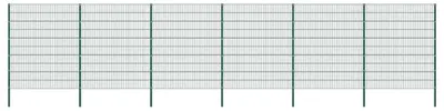 Image de vidaXL Clôture Zaunfeld avec poteaux en fer, 10,2 x 2 m, vert