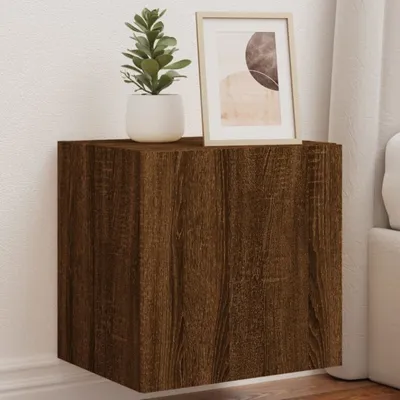 Obrázek produktu pro TV skříňka na zeď s LED světly hnědý dubový vzhled 40,5x35x40cm