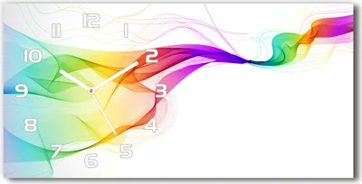 Produktbild von Wanduhr aus Glas – 60x30 cm - Glasbild - Glasuhr - Gehärtetes Glas - weisse-zeiger - Bunte Abstraktion