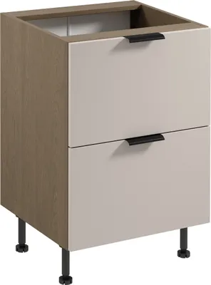 Produktbild von Küchenunterschrank 60 cm ohne Arbeitsplatte mit 2 Schubladen Küchenschrank, Sorento D60S2 AX Beige/Eiche
