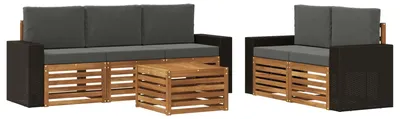 Image de Ensembles de canapés avec coussin 6 pcs Bois d'Acacia Massif