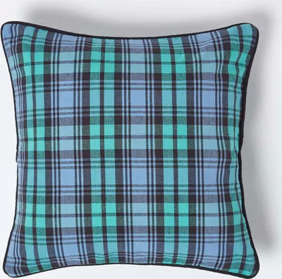 Produktbild von HOMESCAPES Blauer Schottenmuster-Kissenbezug Blackwatch, 45 x 45 cm