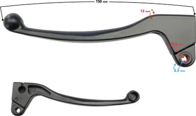 Produktbild von Linker Bremshebel Falcon E4, hochfestes Aluminium, Schwarz, 150 mm, 5,5 mm Bohrung, für Barton