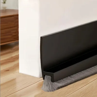 Obrázok produktu pre Zábrana proti prievanu, Dverová tesniaca kefa, 100 cm, Čierna, Samolepiaca páska, pre domácnosť