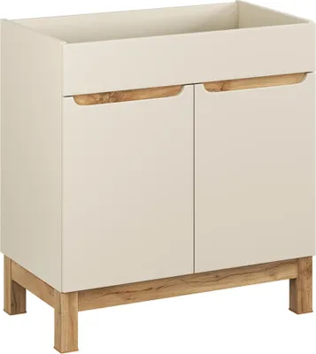 Produktbild von Badezimmer-Waschbeckenschrank mit 80 cm Breite in kaschmir mit Eiche, 2 Türen - SOLNA-56-CASHMERE