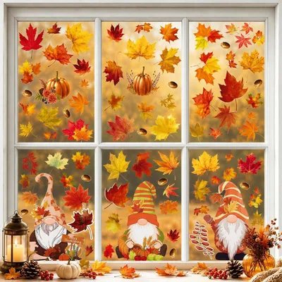 Produktbild von Fensterbilder Herbst Selbstklebend 100 Stück Deko Aufkleber