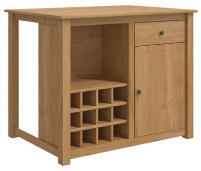Image de vidaXL Îlot de cuisine, ensemble de 2 pièces, modèle PANAMA, finition cire d'abeille, dimensions : 112 x 77 x 90 cm