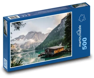 Produktbild von Puzzle 500 Hütte am Gebirgssee - martinpuzzle