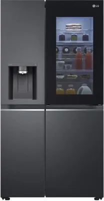 Produktbild von LG GSXB90MCDE, Freistehend, French door, Schwarz, Tür-zu-Tür, Sensor, Gehärtetes Glas