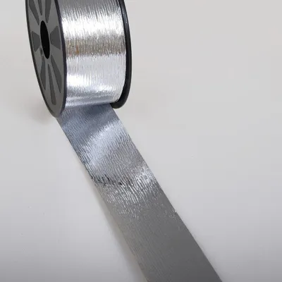 Metallic Flauschband silber, 50 mm x 68 m