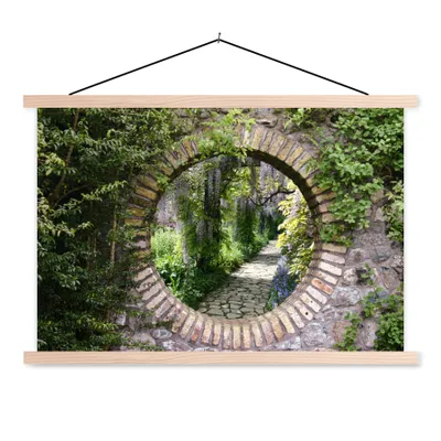 Produktbild von MuchoWow® Textilposter Wald - Steine - Durchblick - Pfad 60x40 cm mit holzfarbenen Rahmen - Bilder