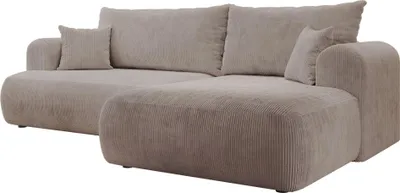 Obrázek produktu pro Selsey Ovo Cord - Rohová pohovka s funkcí spaní, lůžková skříň, manšestrová tkanina, pravá, béžová