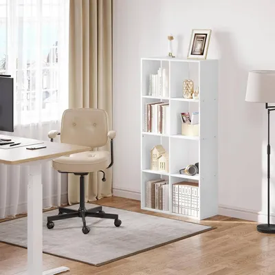 Produktbild von Bücherregal mit 4 Etagen und 8 Fächern | Weiß | 71x29x141 cm