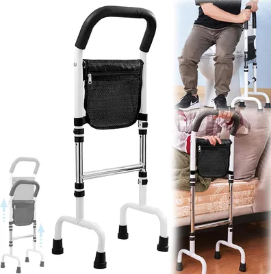 Imagen del producto de Bastón con asiento integrado – Ayuda para levantarse – Movilidad segura – Estabilidad de cuatro patas – Altura ajustable de 73 a 92 cm – Color negro