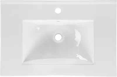 Produktbild von Einbauwaschbecken 80 cm aus glänzender weißer Keramik – Rechteckiges Design