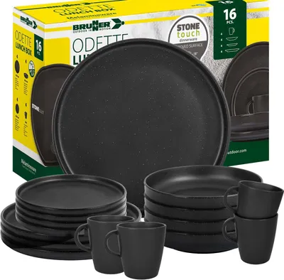 Produktbild von BRUNNER Camping Geschirr Set 4 Personen | Anti-Slip | Lunchbox ODETTE, 16-tlg.
