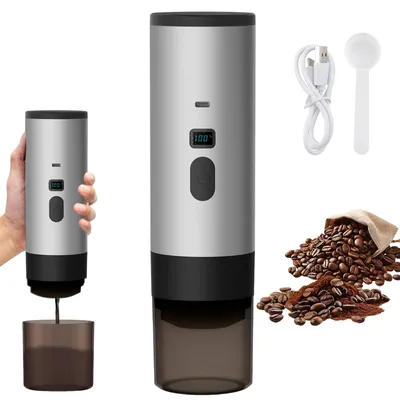 Produktbild von Tragbare elektrische Kapselkaffeemaschine - 3-in-1 Espressomaschine - Kabellos - Mit Heizfunktion - Druckpumpe - Für Reisen und Auto - Sternengrau