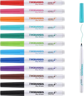 Produktbild von Whiteboard Marker Set, 12 Stück, 0,7 mm feine Spitze, 11 Farben, für Büro und Schule