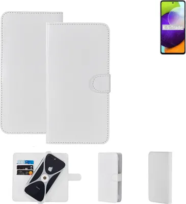 Produktbild von K-S-Trade Handy Hülle Schutz Hülle kompatibel mit Samsung Galaxy A52 Cover Case Bookstyle Bumper weiß 1x