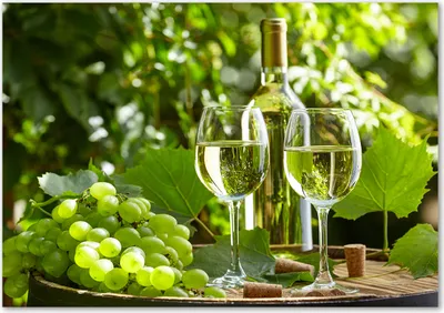 Produktbild von Tulup® Leinwandbild - 100x70 cm - Wandkunst - Drucke auf Leinwand - Leinwanddruck  - Essen & Getränke - Grün - Weißwein Früchte