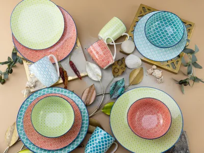 Zdjęcie produktu dla CreaTable, seria "Mediterran", zestaw 16-elementowy, serwis obiadowy wykonany z ceramiki, nadający się do mycia w zmywarce i podgrzewania w mikrofalówce,