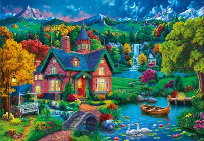 Zdjęcie produktu dla Bluebird Puzzle: Kolorowy dom nad jeziorem – 1000 elementów