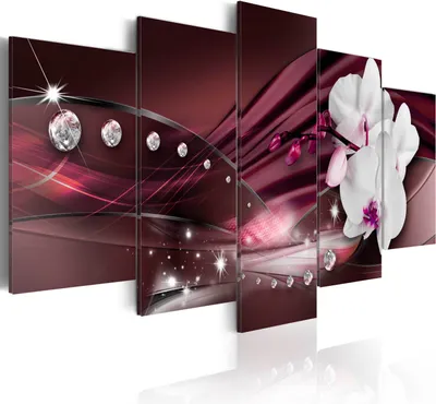 Produktbild von Modernes Wandbild b-A-0097-b-o (100x50) - 5 Teilig Bilder Fotografie auf Vlies Leinwand Foto Bild Dekoration Wand Bilder Kunstdruck ABSTRAKT BLUMEN ORCHIDEE