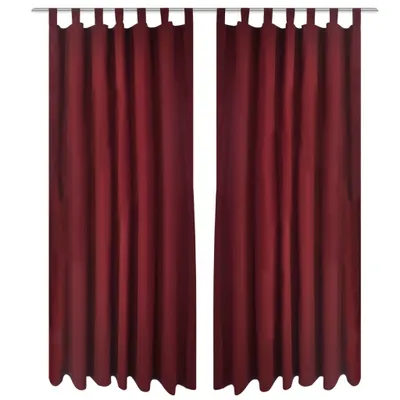 Immagine prodotto di VIDAXL MICRO-SATIN-Vorhänge mit Ringen 140 x 175 cm 2 Stücke (Weinrot)