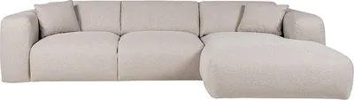 Produktbild von Ecksofa mit Express-Schlaffunktion - Ecke rechts - Melierter Stoff - Beige - POGNI