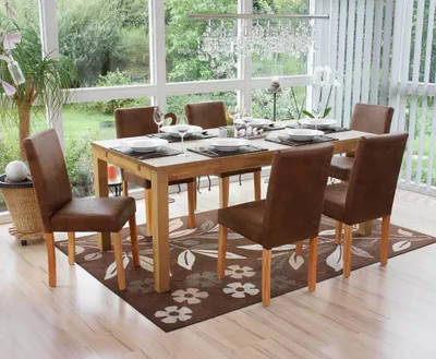 Produktbild von 6er-Set Esszimmerstuhl Stuhl Küchenstuhl Littau  Textil, WildKunstleder, helle Beine