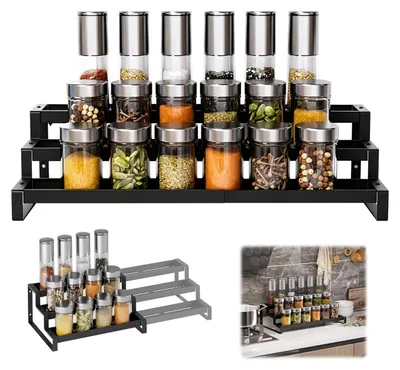 Immagine prodotto di Solidchoice - Scaffale espandibile a 3 ripiani per spezie, adatto per cucina e armadi, fino a 67 cm