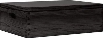 Zdjęcie produktu dla vidaXL Drewniane pudełko z pokrywką i uchwytami czarne 40x30x13 cm lite drewno