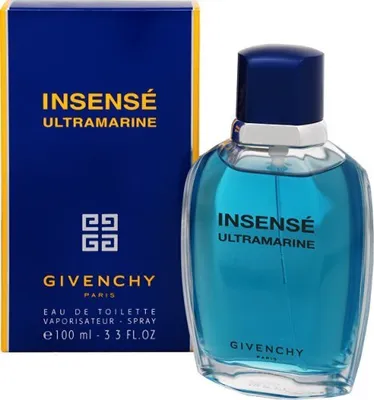 A product shot of a perfume bottle and its packaging.