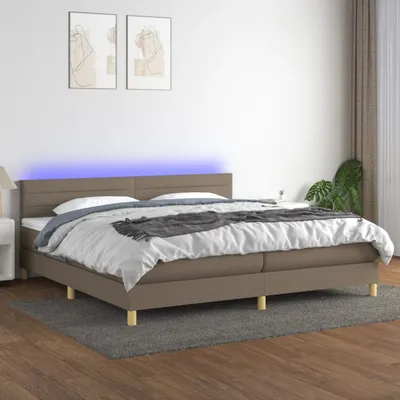Produktbild von Cloris Designermöbel Boxspringbett mit Matratze & LED Taupe 200x200 cm Stoff 2024 Neu