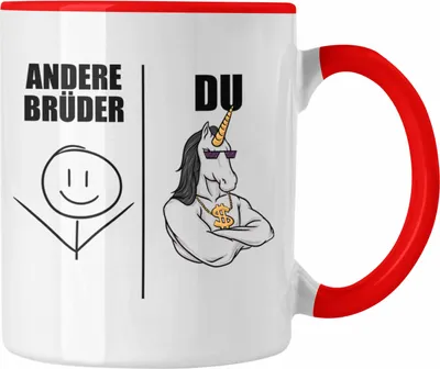 Produktbild von Trendation - Bruder Geschenk Tasse Spruch Bester Bruder Geschenkidee von Schwester für Brüder (Rot)