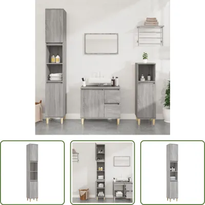 Obrázok produktu pre The Living Store Kúpeľňová skrinka Grey Sonoma 30x30x190 cm Materiál na báze dreva
