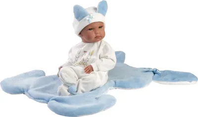 Zdjęcie produktu dla Lalka winylowa bobas Bimbo z niebieską podusią35cm