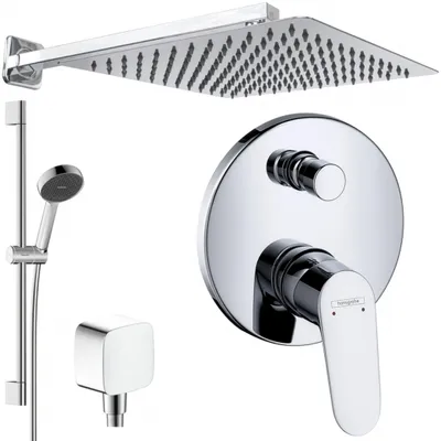 Produktbild von Hansgrohe und Jowi Unterputz Duschsystem, Focus Duscharmatur mit Kopfbrause und 650mm Brausestange, OHNE iBox 1