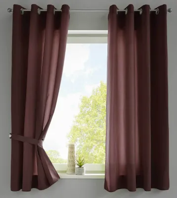 Produktbild von 2er Set Vorhänge Schal Ösen »Berlin« HxB 175x140 cm Braun Blickdicht Microsatin Lichtdurchlässig Uni Matt, 20405N2