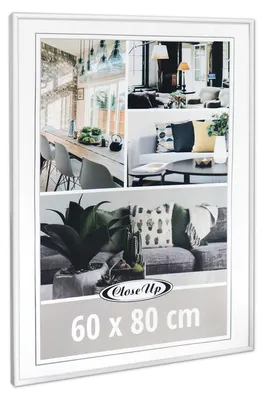 Produktbild von Posterrahmen aus Kunststoff, weiß, 60 x 80 cm, bruchsicher, 12mm Leistenbreite