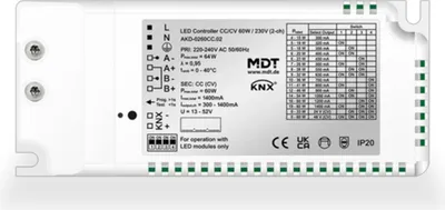 Image de Contrôleur LED MDT KNX CC/CV 30 W / 230 V 2 canaux, 1 pièce.