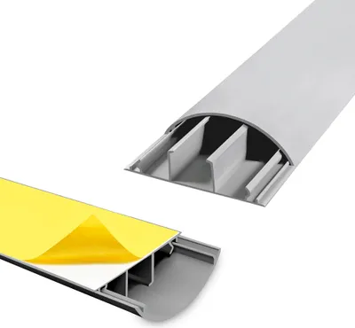 Produktbild von ARLI Kabelkanal halbrund selbstklebend 70x20 mm Grau – 4x 1m Wand- & Fußboden Kabelbrücke – Installationskanal PVC schwer entflammbar