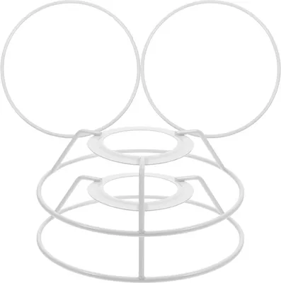 Imagen del producto de Estructura para pantalla de lámpara, redonda, de alambre de hierro blanco, juego de 2, para proyectos de bricolaje