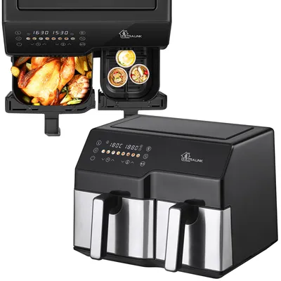 Obrázok produktu pre Extralink Air Fryer SJ-1000 10 l (6 l + 4 l), 2500 W, Dual Basket, teplovzdušná fritéza, Obrázok generovaný UI