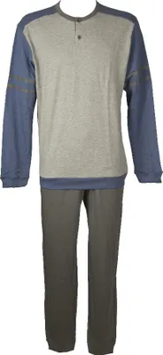 Produktbild von Herren Pyjama Baumwolle Interlock Langarm Henley Hals RAGNO SPORT Artikel N26121, Taglia 54, Cotone 100%