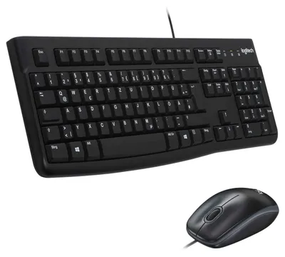 Produktbild von Logitech MK120 Kabelgebundenes Set mit Tastatur und Maus für Windows, Kabelgebundene optische Maus, Tastatur in Standardgröße, USB Plug & Play, PC, Laptop, Deutsches QWERTZ-Layout - Schwarz